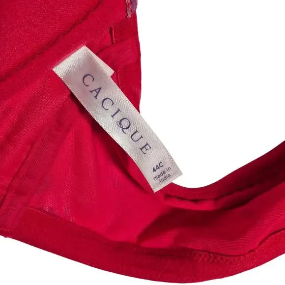 Cacique Red Floral Boost Plunge Womens Bra size 44C - Picture 3 of 7